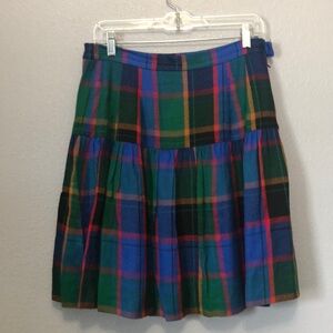 Vintage plaid skirt Women's 8 colorful rainbow acetate pleated whimsical retro